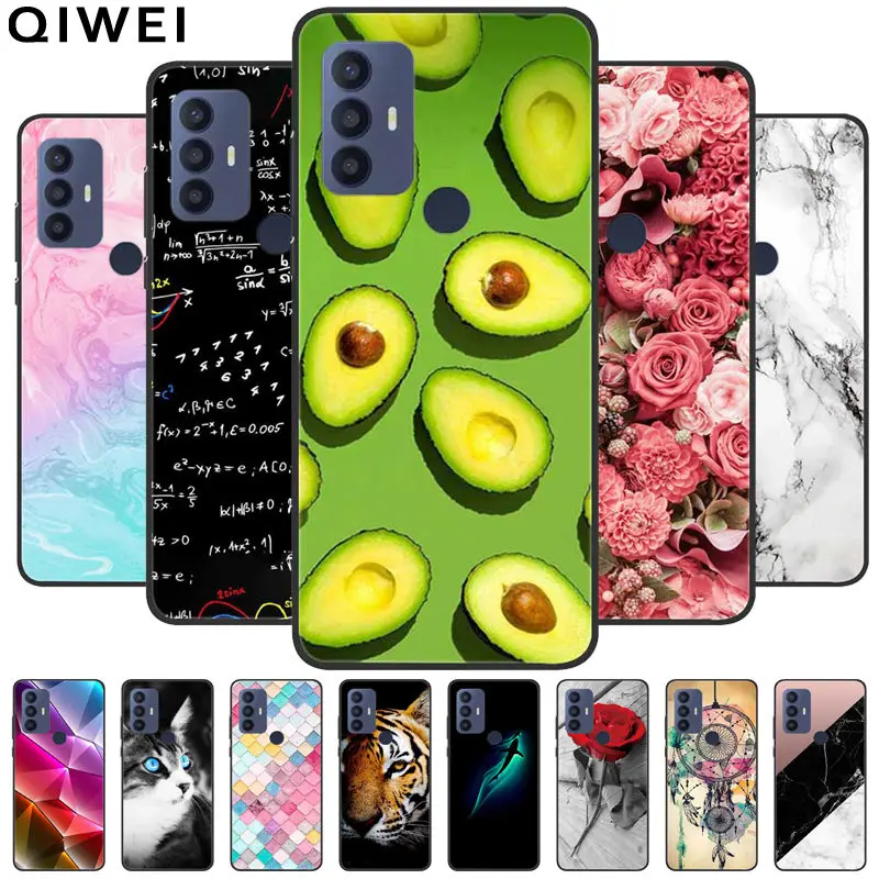 Case For TCL 30 SE 2022 Cover 6.52'' Black Bumper Soft TPU Silicone Cases for TCL 30 SE 30SE Phone Coque TCL30se Fashion Marble