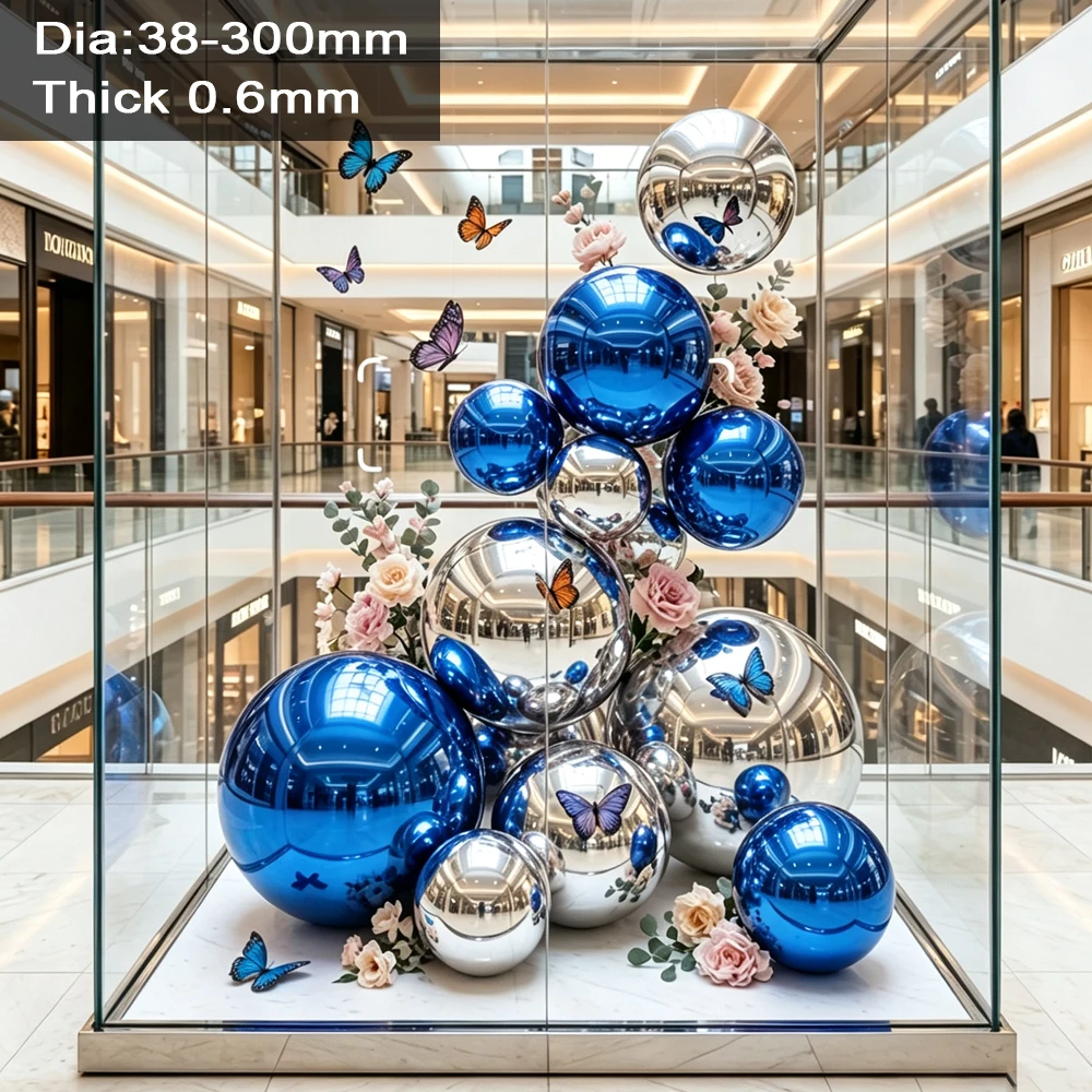1/3/5Pcs Thickness 0.6mm Gemstone Blue Stainless Steel Hollow Ball Ceiling/window Hanging/ Decoration for Christmas Party Ball