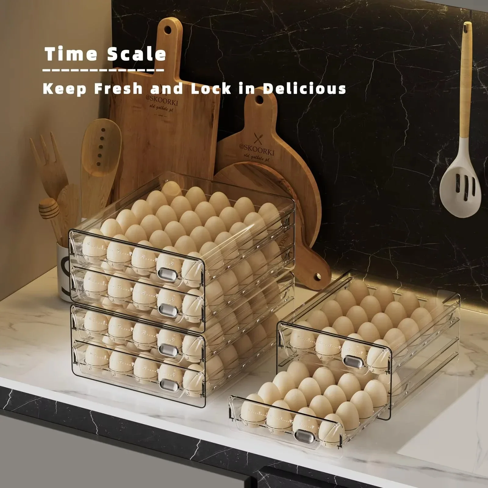 Clear 60 Egg Container for Refrigerator, Egg Holder for Fridge,Stackable Egg Storage Container, Fresh Storage Box Tray