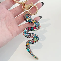 Original Design Mixed Color Sparkle Crystal Snake Keychain Luxury Women's Bag Pendant Souvenir Gift