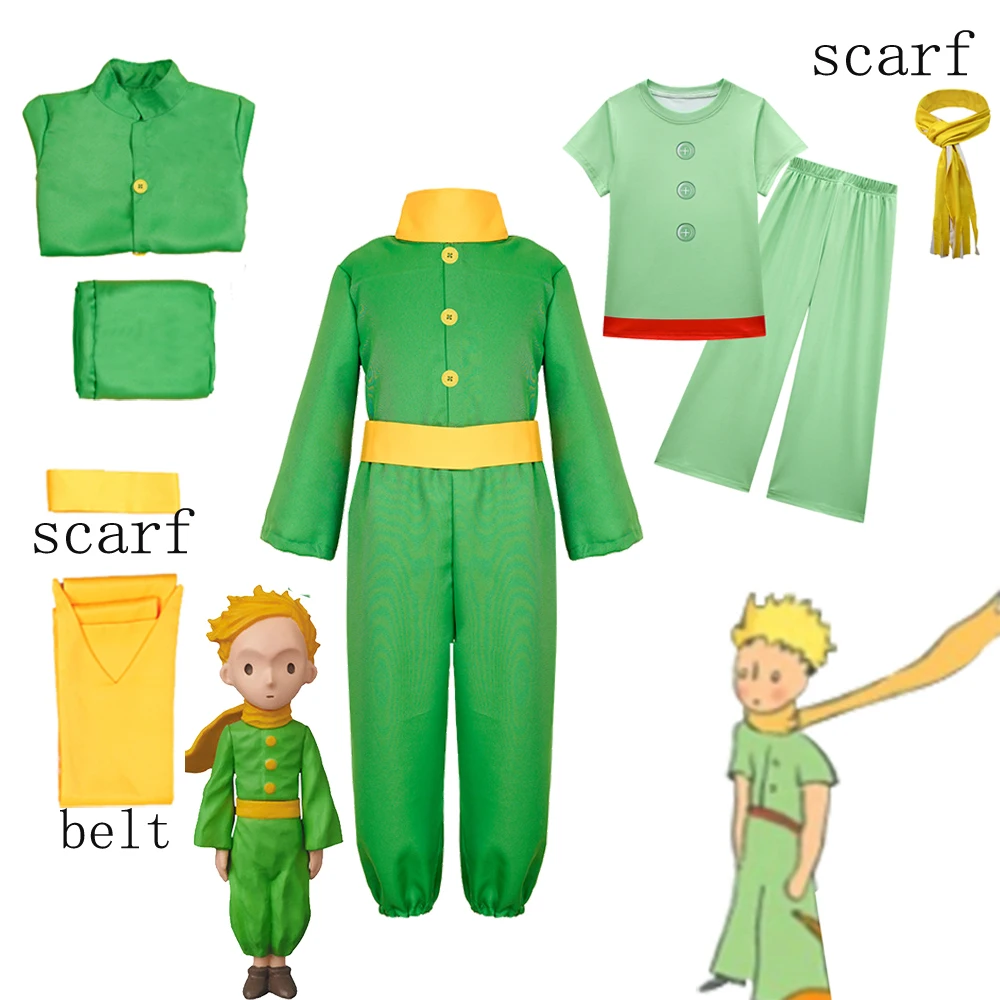 Costume de Cosplay du film Le Petit Prince pour enfants, uniforme vert de carnaval d'halloween, combinaison du Petit Prince pour garçons, tenues pour enfants