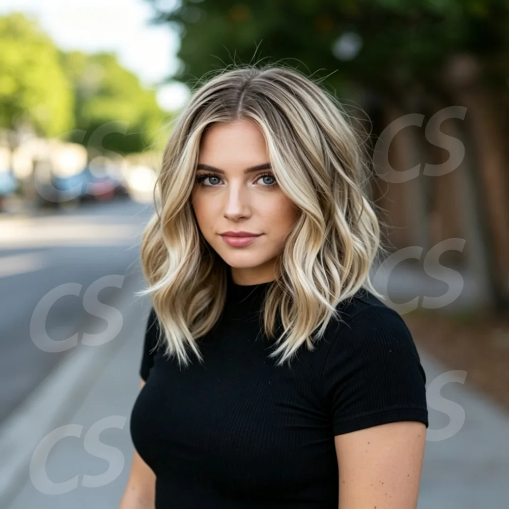 18inch Glueless Highlight Blonde Natural Straight HD Lace Front Wig for Women Soft Heat Resistant Fashion Wig