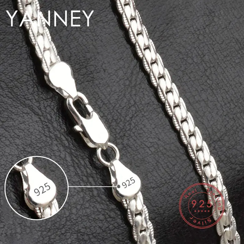 New 925 Silver 8/18/20/22/24 Inches 6MM Full Side Chain Bracelet Necklace Men Women Fashion Wedding Christmas Jewelry