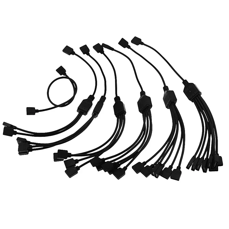 1PCS 5V 3 Pin Extension Cable Adapter  1 to 1 2 3 4 12v 4pin RGB Splitter Cable for MSI A SUS ASRock AURA LED