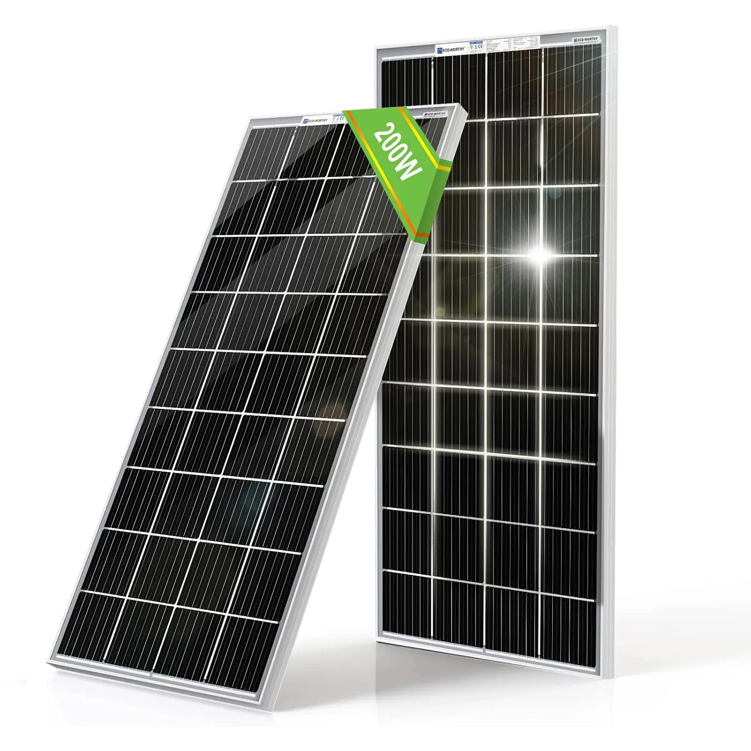 200 Watt Bifacial Solar Panel 2pcs 100 Watt 12 Volt Monocrystalline Solar Panel Module Off Grid PV Power for Home, Camping