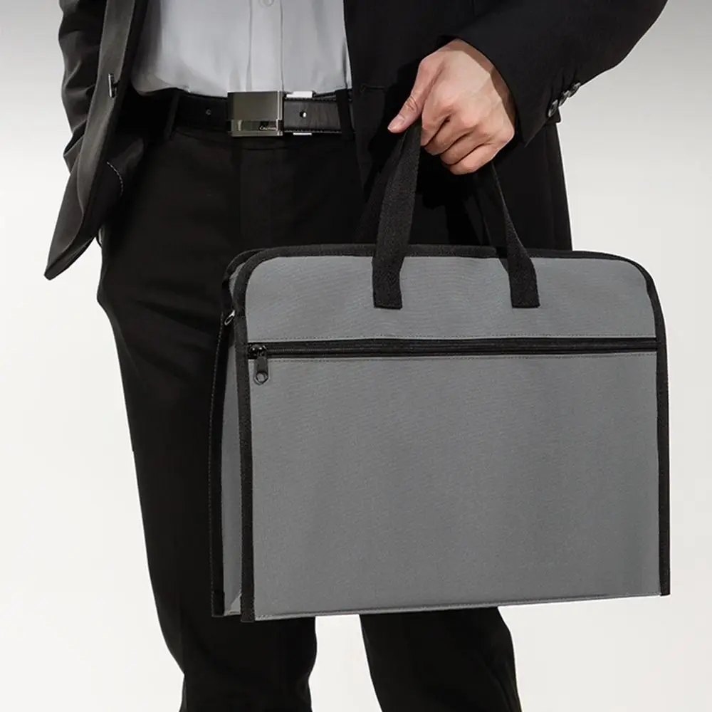 

Профессиональная сумка для ноутбука из ткани Оксфорд, однотонный портфель, стильная сумка для документов, сумка для встреч с несколькими карманами, студенческая сумка