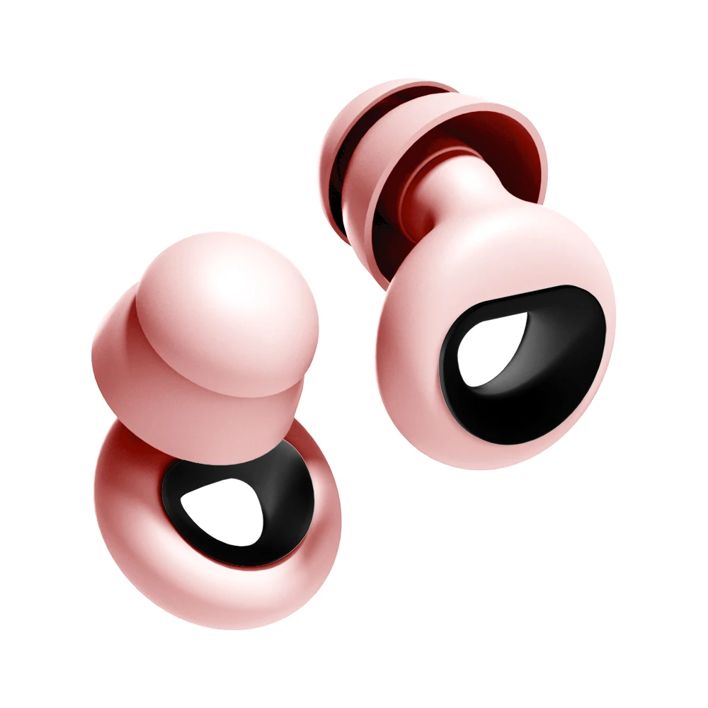 Double-Layer Silicone Earplugs with Lanyard Water Resistant Swimming Earplug Design for Undisturbed Night Sleep