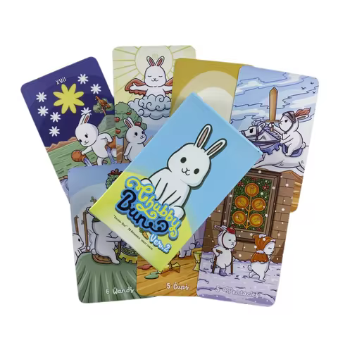 Chubby Bun Rabbit Tarot Cards Ver.2 Divination Deck English Versions Edition Oracle Board Playing INK Table Game For Party