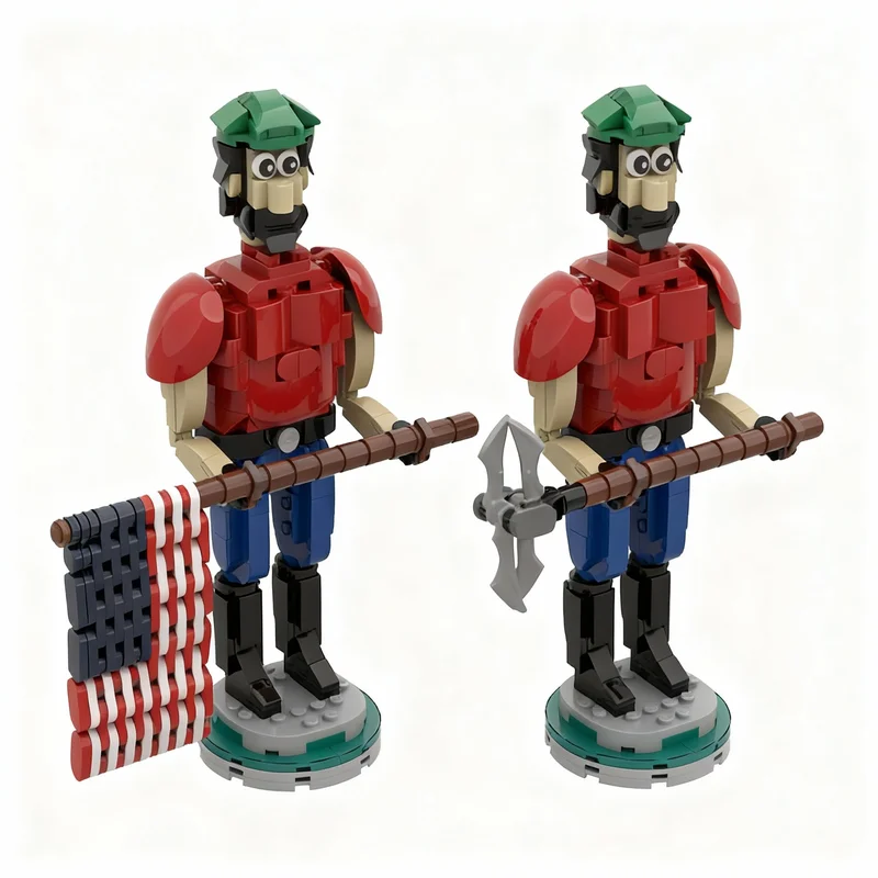 

731pcs MOC Downtown Diner Add Route 66 Muffler Man Paul Bunyan Modular Streetscape Model Building Blocks Architecture Toys Brick
