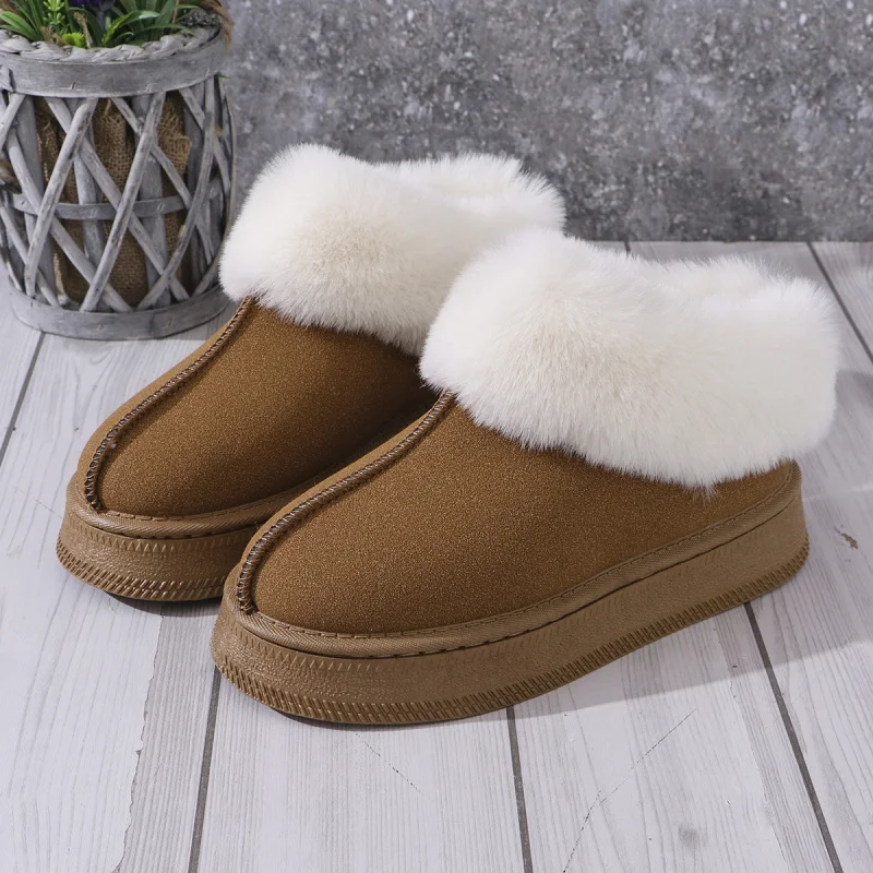 2025Thick-Soled Fleece-Lined Short Snow Boots for Women, Plus Size, Large Size, Furry Thick-Soled Cotton Shoes