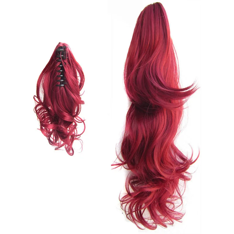 Synthetic 2Pcs Claw Ponytails Hair Short+Long One Each Clip On Hair Tail Wavy Hairpiece For Woman