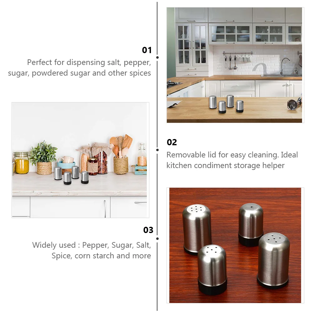 

4pcs Stainless Steel Seasoning Cans Pepper Sugar Spice Storage Containers For Kitchen Baking Cooking Use Spice Jars