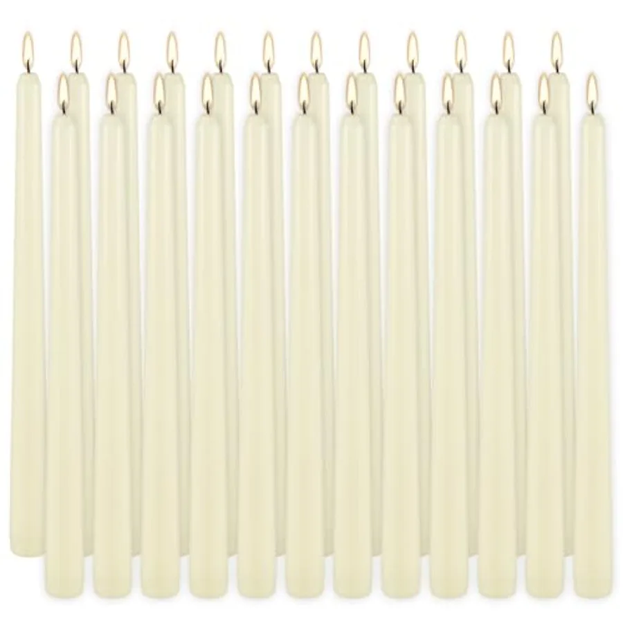 

Ivory Taper Candle, 24PACK Unscented 10 Inch Taper Candles-Dripless and Smokeless-8 Hours Long Burning Dinner Candle, Ideal for