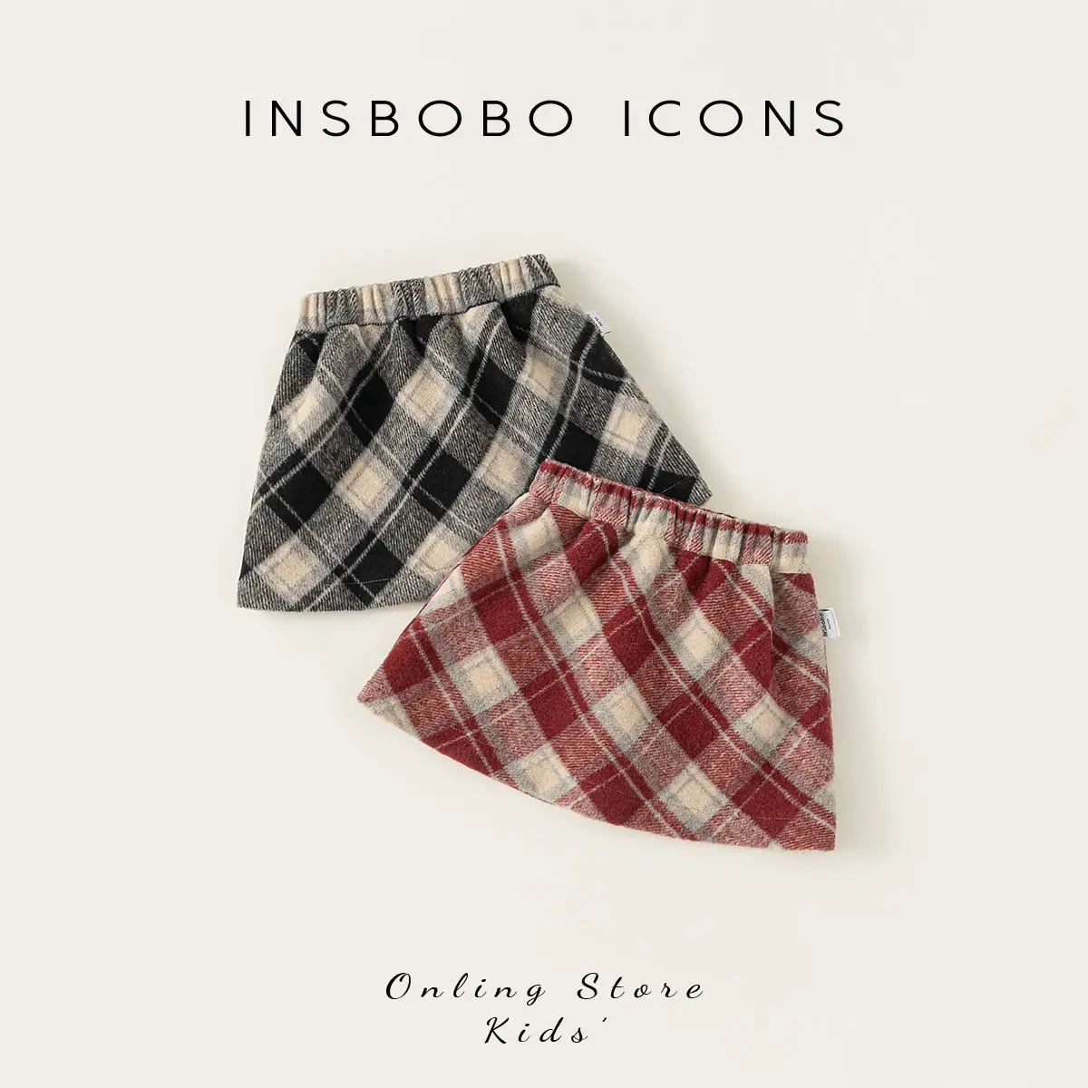 

Korean New Children Girls Soft Skirts Autumn Cotton Plaid Toddler Kids Girls Skirts Retro Elastic Wasit 2-8Y Little Girls Skirts