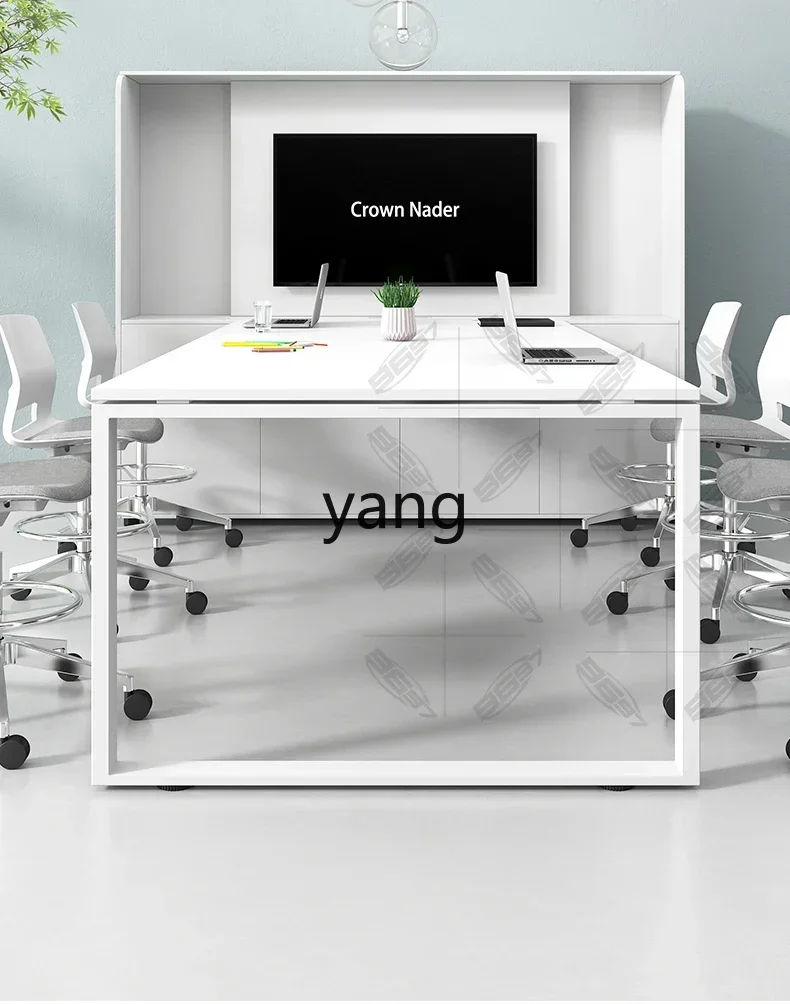 LH semplice e moderno tavolo lungo bianco per formazione, riunioni, TV, sala conferenze, combinazione tavolo e sedia