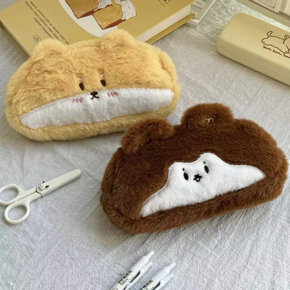 New Small Corky Pen Bag Fluffy Pencil Box High Capacity High Appearance Level Squirrel Stationery Bag Stuffed Animal