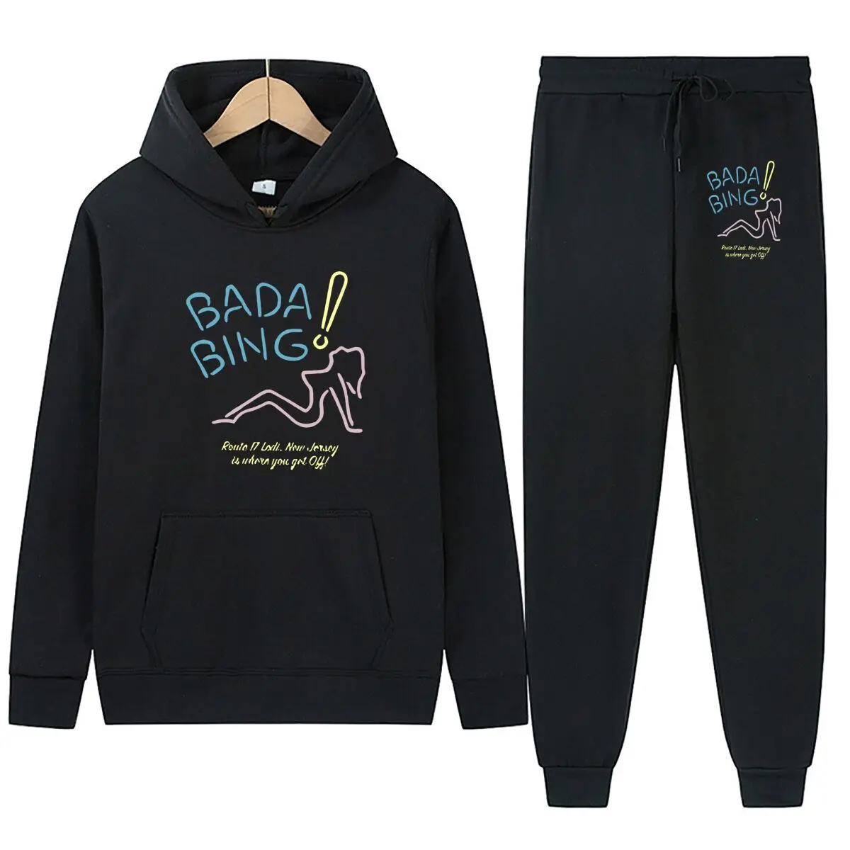 Bada Bing Pin - بلوفر بغطاء للرأس Art للجنسين بأكمام طويلة مطبوع للرياضة والترفيه