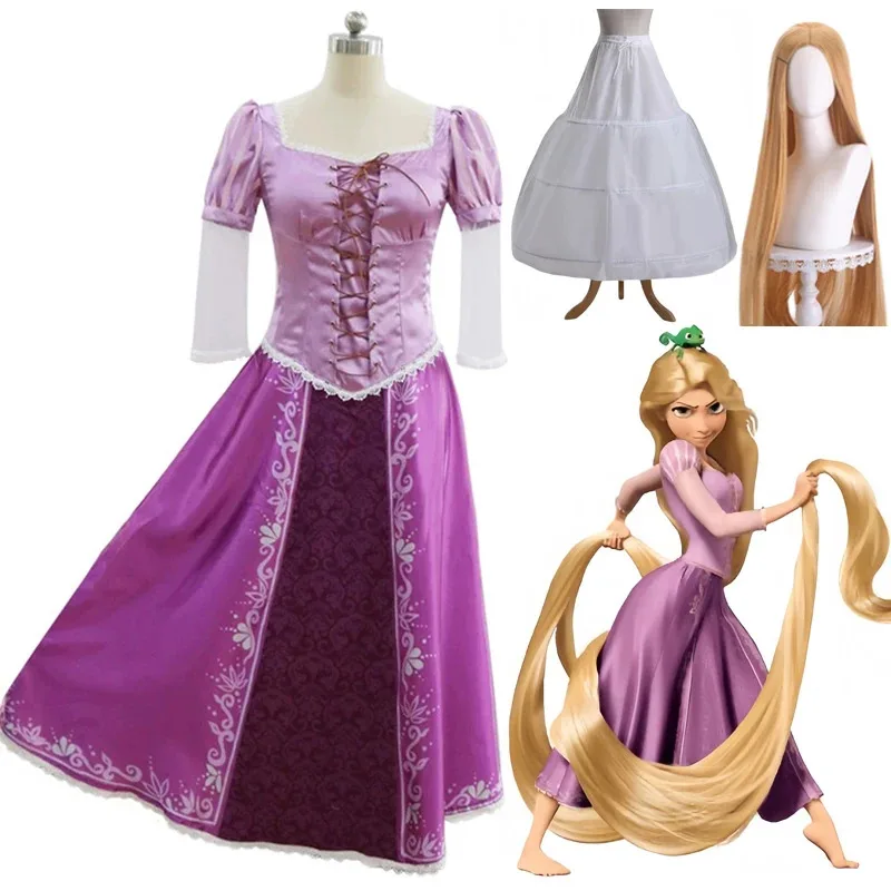 

New Halloween Cosplay Tangled Rapunzel Women’s Long Hair Princess Costumes Cosplay Costume Adult Carnival Uniform Halloween Cost