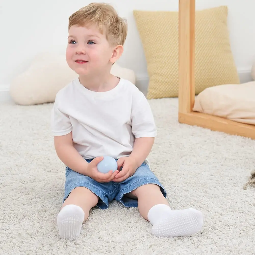 6 pares de calcetines antideslizantes para bebés, suelas antideslizantes para niños y niñas, calcetines de algodón Unisex para bebés recién nacidos y niños pequeños de 0 a 6M