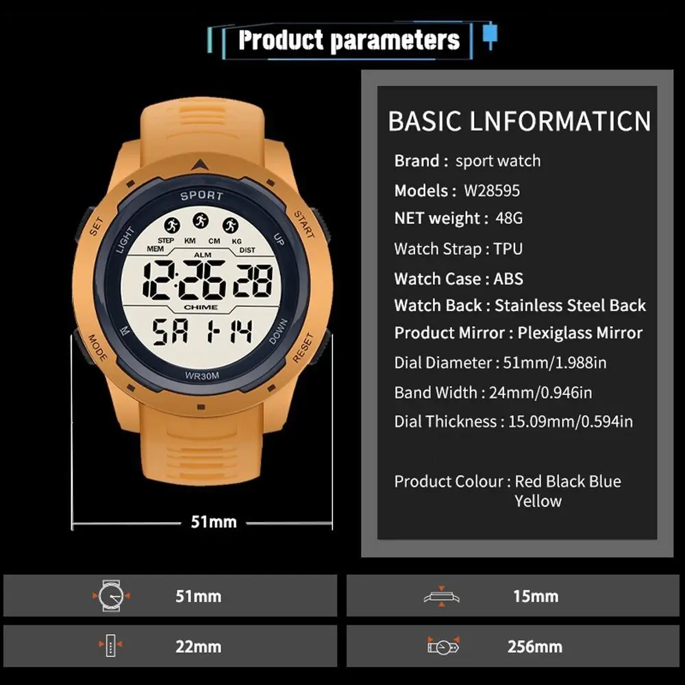 高品質カジュアルスポーツウォッチ夜光シンプル電子時計大画面デジタル腕時計メンズ