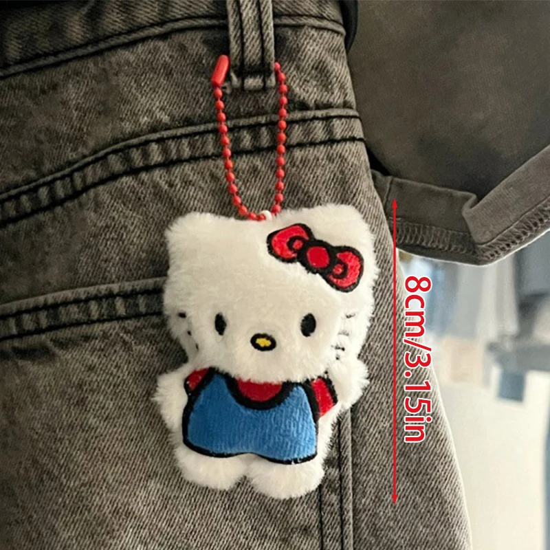 Милый красный плюшевый кулон Hello Kitty, мультяшный Кот, мягкая кукла, брелок для ключей от машины, декоративный подарок для рюкзака или сумки