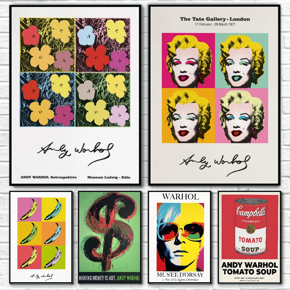 A-Andy W-Warhol klassisches Vintage-Poster, selbstklebende Kunst, wasserfester Papieraufkleber, Kaffeehaus, Bar, Zimmer, Wanddekoration
