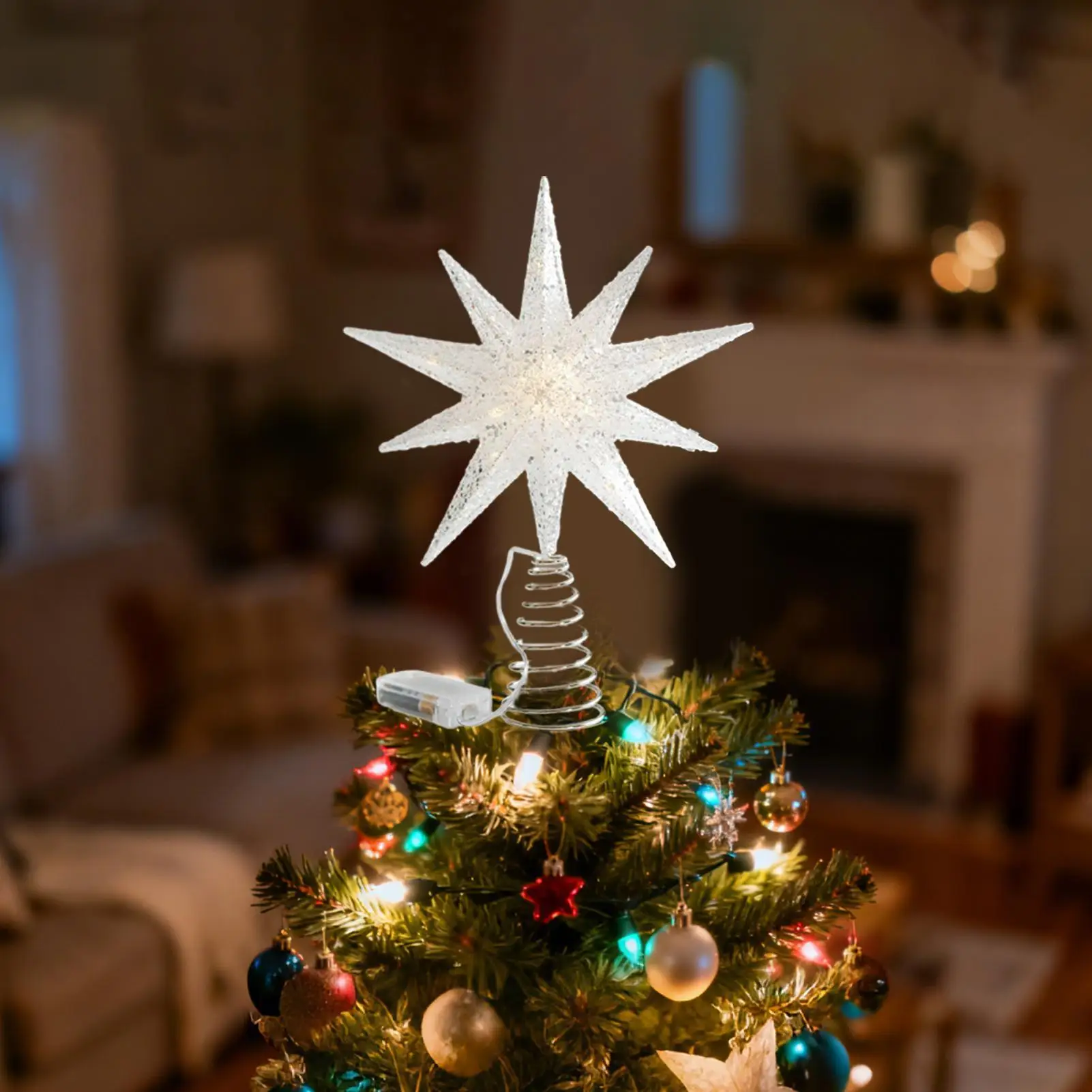 

Рождественская елка Топпер Праздничные украшения на верхушке дерева Рождественский блестящий звездный орнамент Украшение на верхушке дерева для офиса Крытый домашний бар