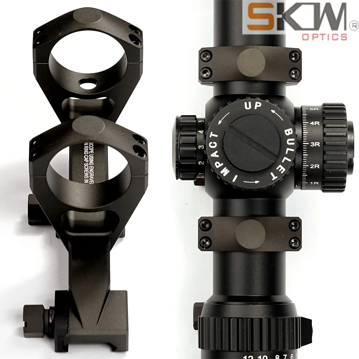 SKWoptics-Scope Rings for Picatinny Rails, 34mm, AR15, M4 Mount, CNC, 1913,