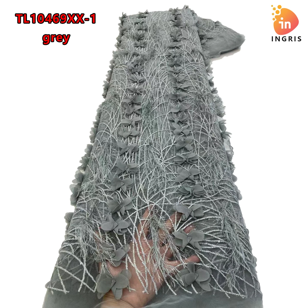 

African Heavy Beaded Lace Fabric 2023 High Quality 5 Yards Nigerian Sequins Tulle 3D Fabric Material For Wedding TL10469XX