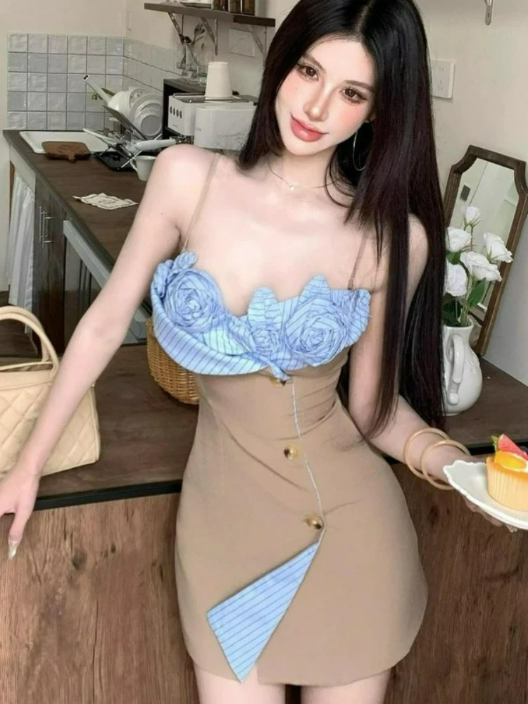 2026 Zomer Nieuwe Modieuze Sexy Hot Girl Rok Plus-size Dames Design Zintuiglijke Driedimensionale Bloem Halterjurk voor Vrouwen - afbeelding 2