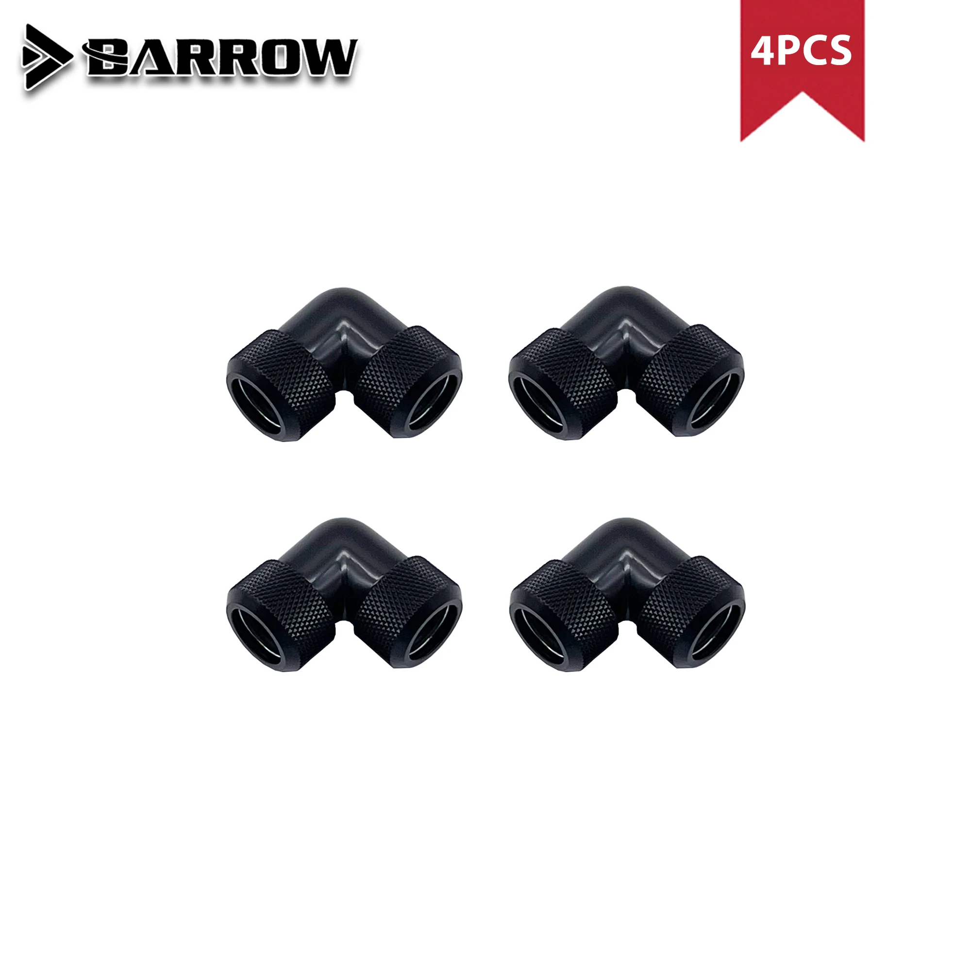 BARROW 4 sztuk G1/4 ''gwint podwójny 90 stopni obrotowy Adapter montażowy obrotowy 90 kąt adaptery używać do OD12mm/14mm/16mm sztywna rurka