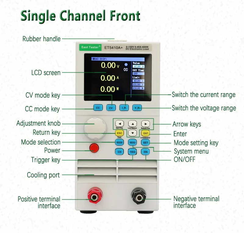 ET5420 (Dual-Channel)  ET5410 ET5411(Single Channel) Programmable Electronic DC Load Electronic Battery Tester Load