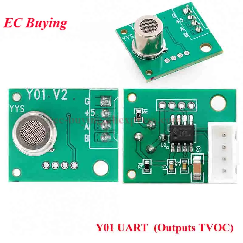 10Pcs/1pc Y01-3in1 Semiconductor TVOC CO2 CH2O Gas Sensor Module Carbon Dioxide Air Quality Y01-UART Detects H2 CO H2S CH4 SO