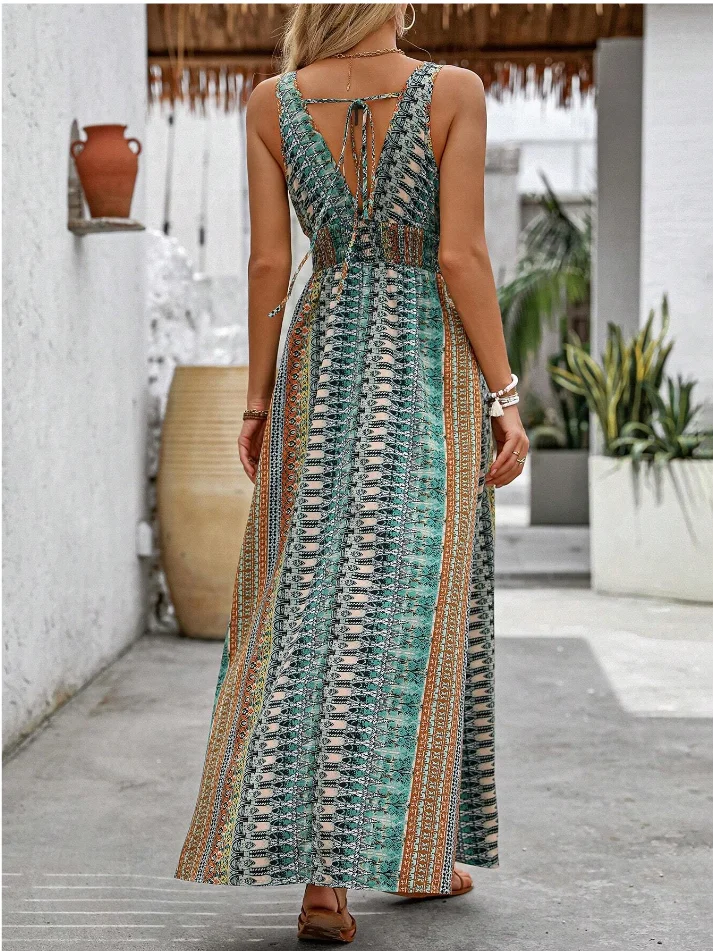 Neues Sommer-Strandkleid Vestidos Para Mujer Bedruckte Kleider Modische Trägerkleider Partykleider Kleidung Lange Kleider – Detail 8