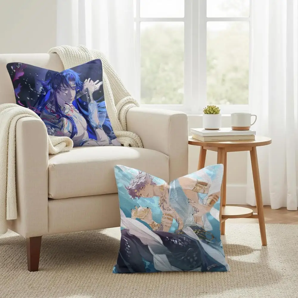 L-Love and Deepspace Game Cushion Cover Natural Linen Organic Fabric Double-Sided Printing Sofa Home Decor Gift Pillow Case