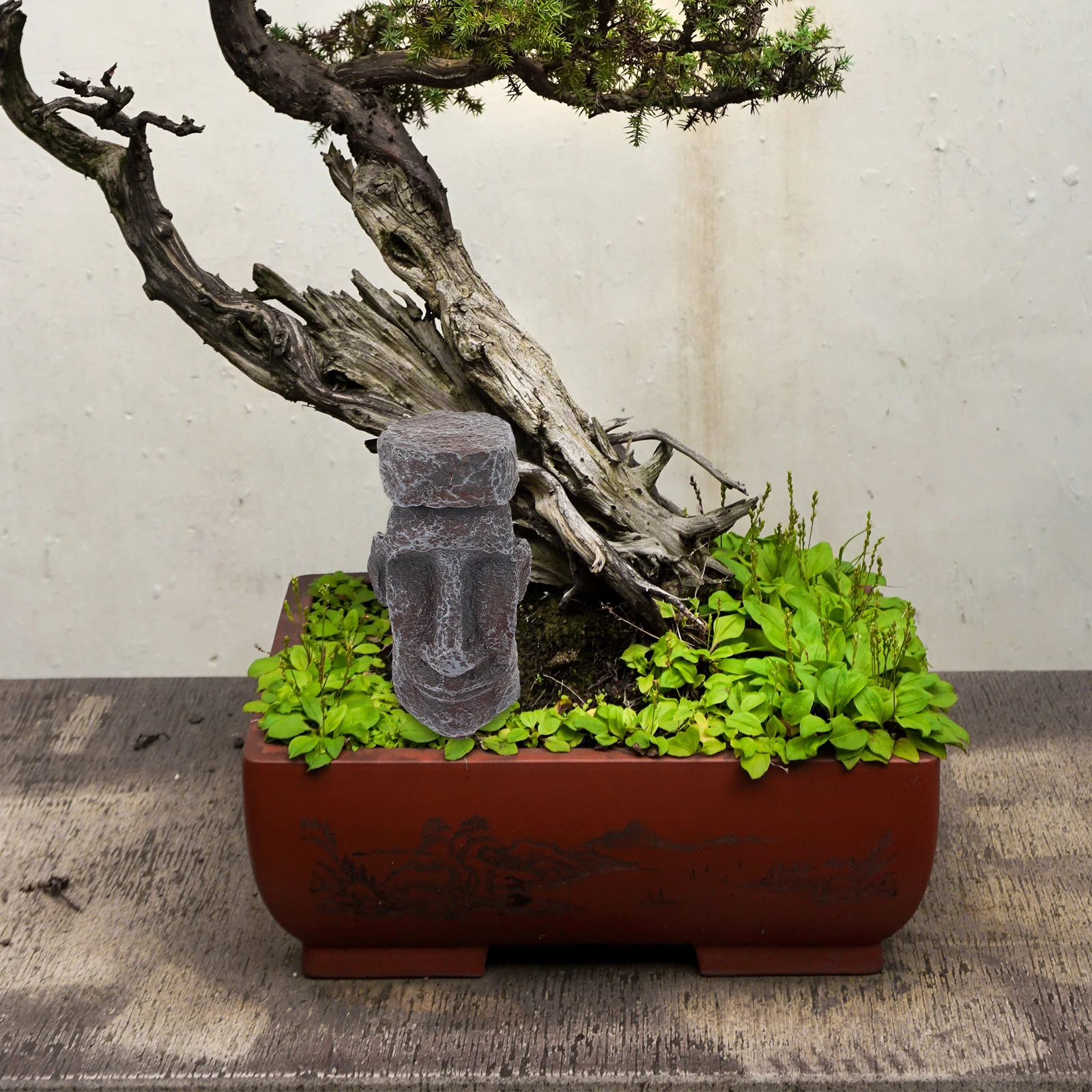 

2Pcs Small Stone Resin Moai Statue Bonsai Desktop Ornament Landscape Home Garden Decor Moai Decoration
