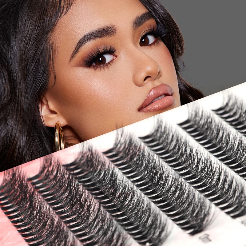 Eyelashes 10Rows 200 Bundles Individual Makeup Eyelash Extension Black Soft 4D Cluster Volume Eyelash  False Mink Eyelash