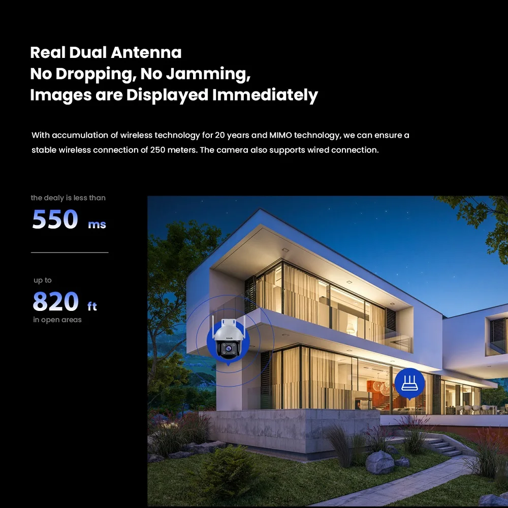 Telecamera Wi-Fi Pan/Tilt da Esterno Tenda 4MP CH7-WCA a Colori 360° °   Copertura visiva, visione notturna, rilevamento del movimento tramite IA, allarme intelligente