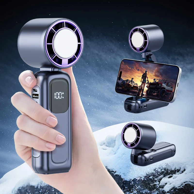 

2025 Новый дизайн 4000 мАч Многофункциональный портативный портативный вентилятор 120 ° Складной кронштейн с цифровым дисплеем Портативный мини-вентилятор