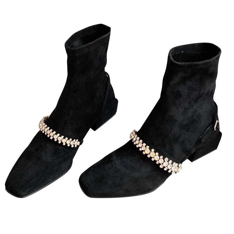 

2023French Chelsea short boots, high-grade rivet hardware pendant, small heel women's boots, top quality, with box dust bag