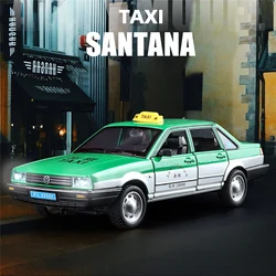 1/24 VW Santana Alloy Taxi Car Model Diecasts Metal Vehicles Car Model Simulation Sound and Light Collection Childrens Toys Gift