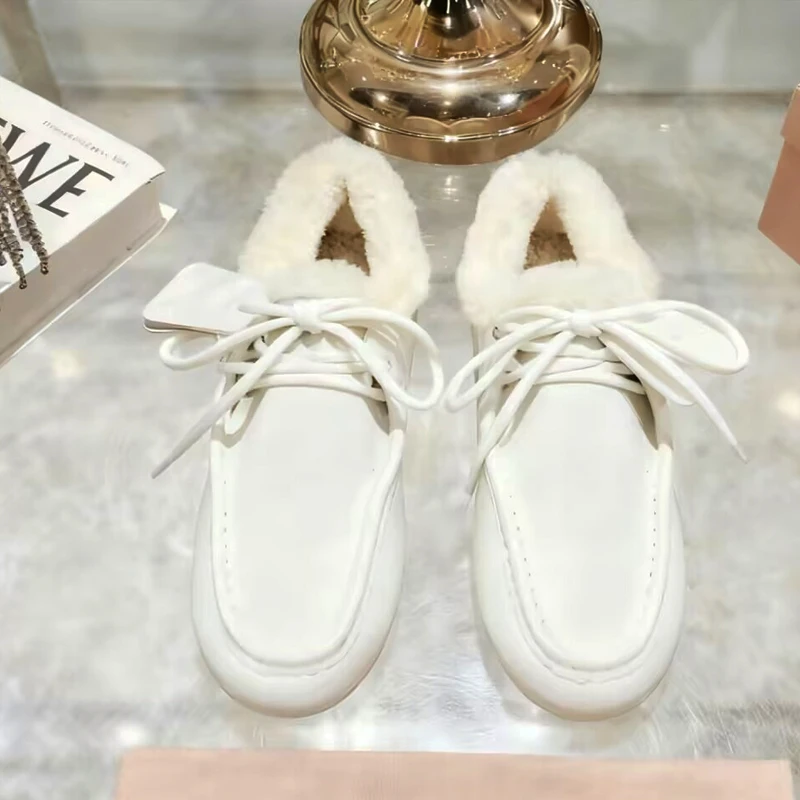 Real Leather Women's Ankle Boots with Fur - Sizes 34-43