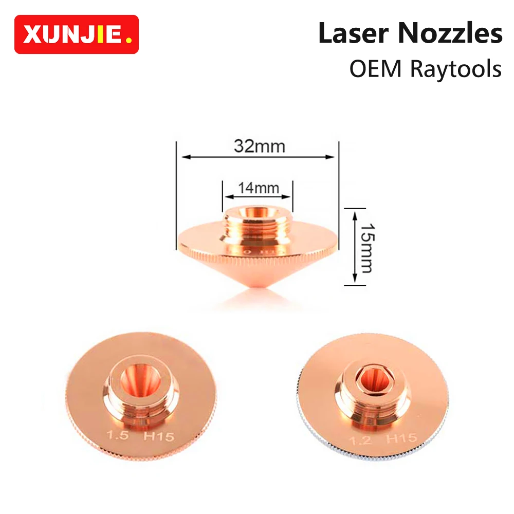 XUNJIE Raytools Laser Nozzle Dia.32mm M14 Single Double Layer Caliber 0.8-5.0mm for Raytools Bodor Fiber Laser Cutting Head