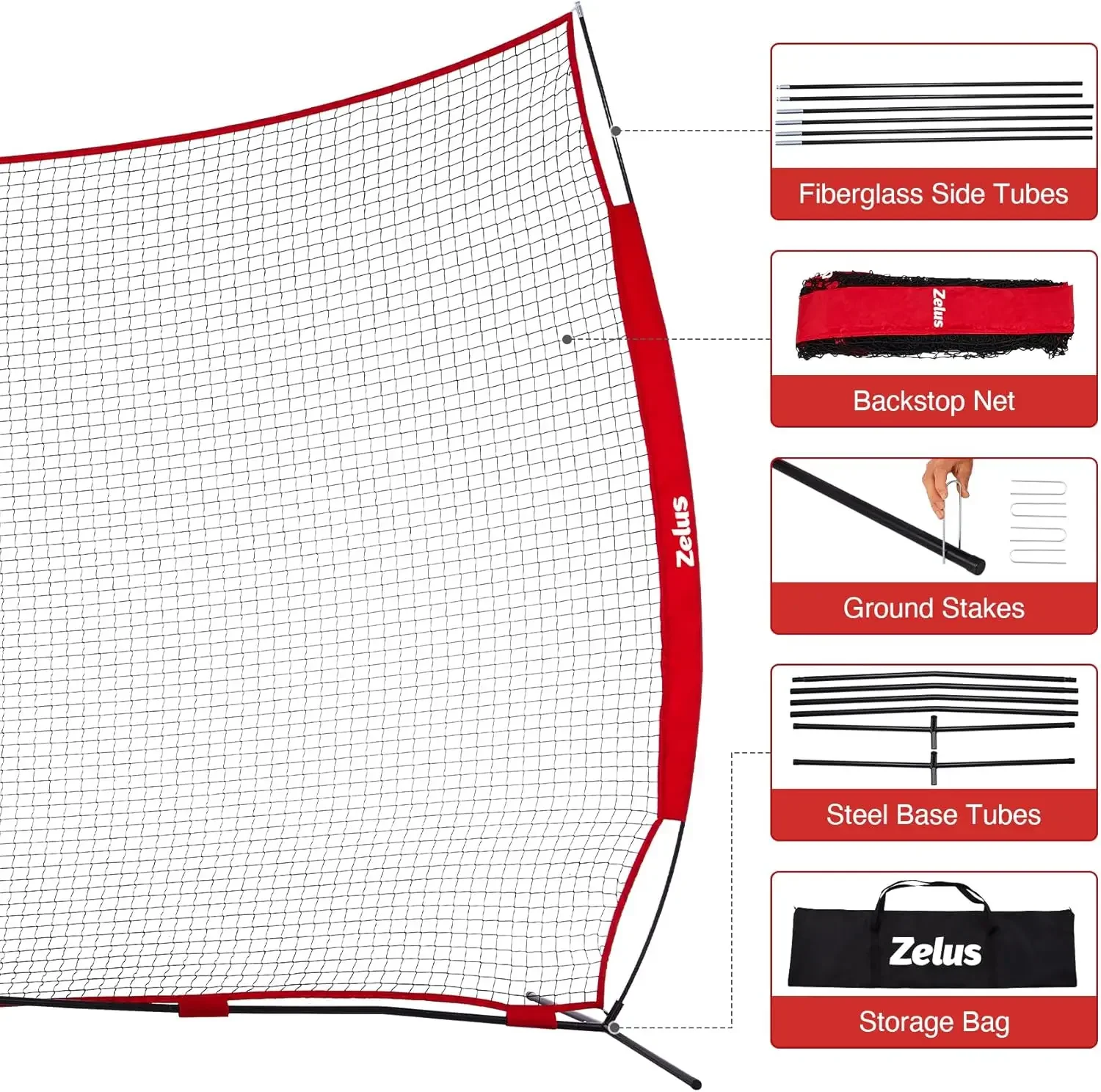 12x9ft & 16x10ft Barricade Backstop Net, Ball Sports Barrier Net, Practice Net for Baseball Softball Lacrosse Soccer Basketball