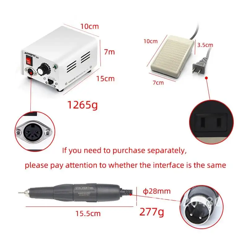 Strong 90+102L 35000rpm Jewelry Machine Professional Nail Drill Set Decoration Foot Tool fror Home