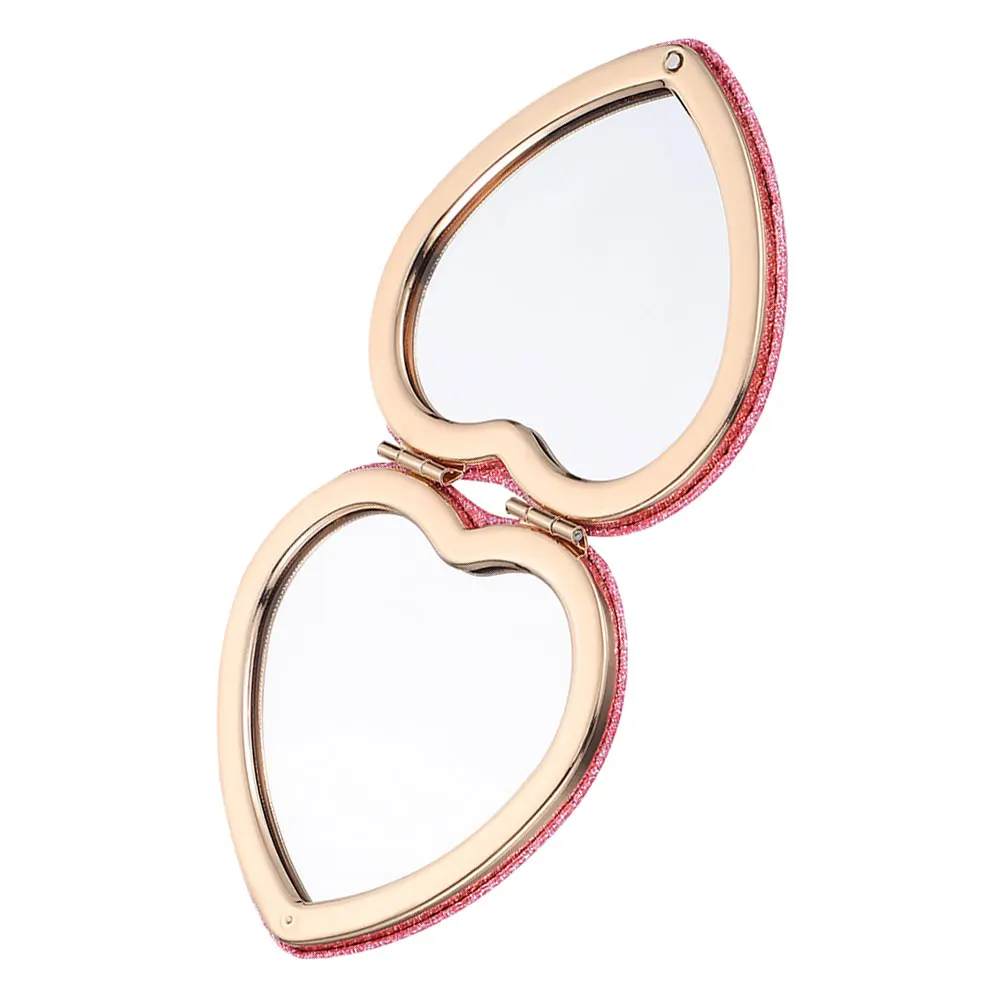 

Portable Makeup Mirror Folding Double-sided Girl Compact Heart Shaped Handbag Pvc Women Miss