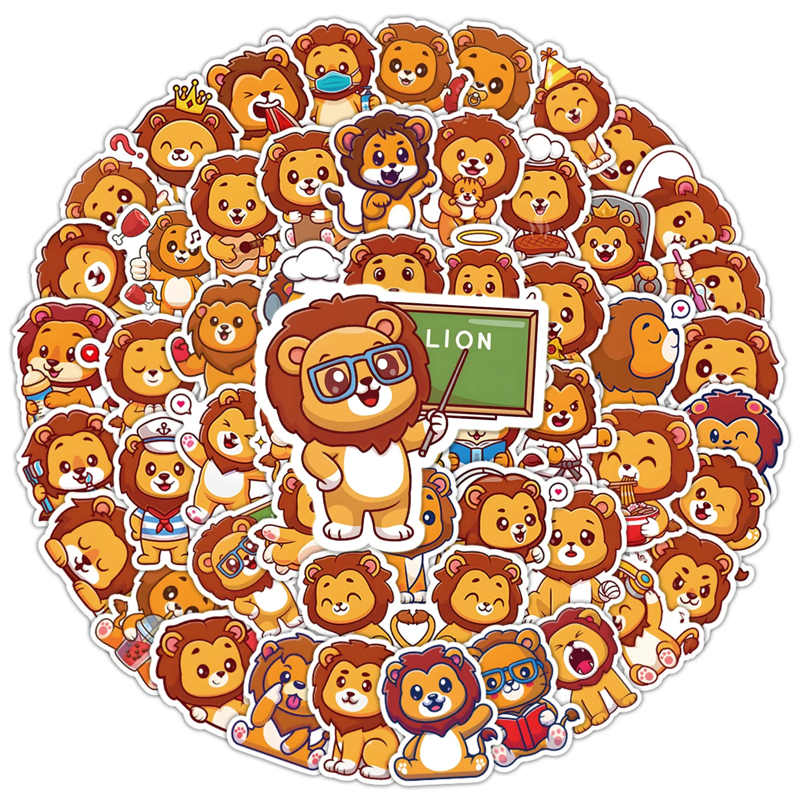 10/30/50PCS New Little Lion Sticker Animal Cartoon Creative iPad Luggage Helmet Guitar DIY Wall Sticker Toy Decoration Wholesale