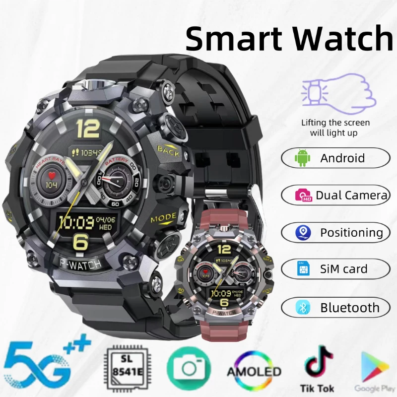 Smartwatch Q668 de rede completa 5G, 1,5 polegadas, cartão SiM, câmeras HD duplas de 800 W, WIFI, GPS, à prova d'água, tela de elevação e iluminação