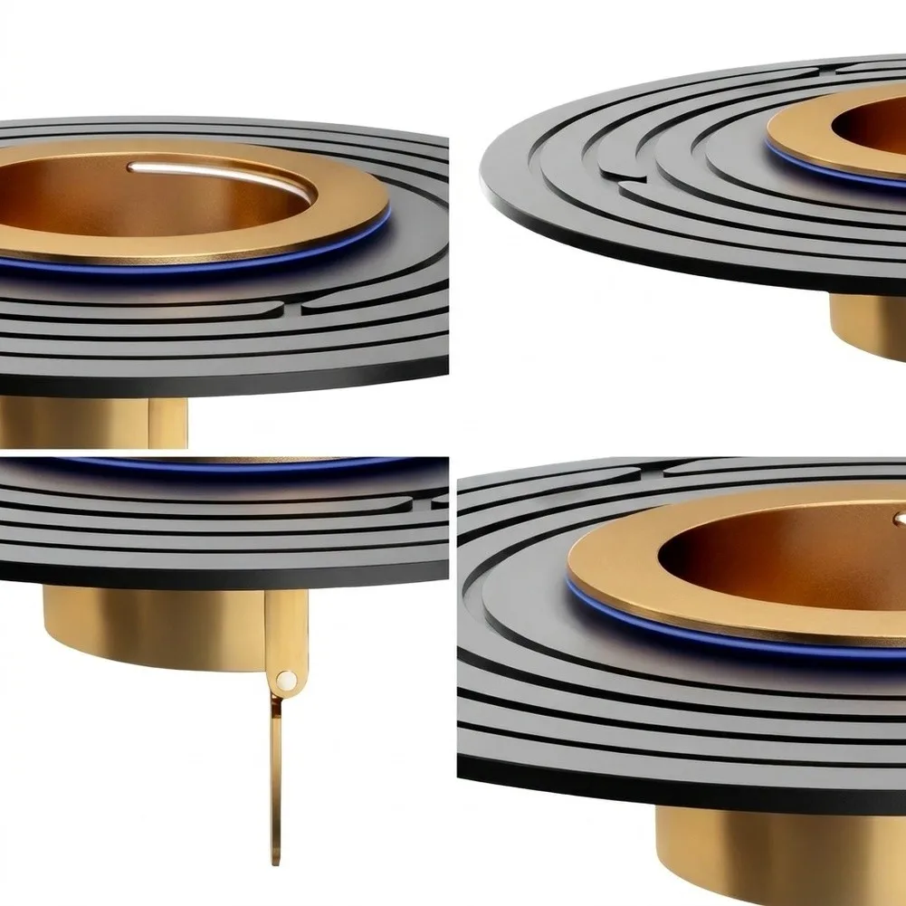 Swing-Valve Based Floor Drain Core with Black Drain Cover and Brass Inner Component for Drain Pipe Compatibility 34-100mm
