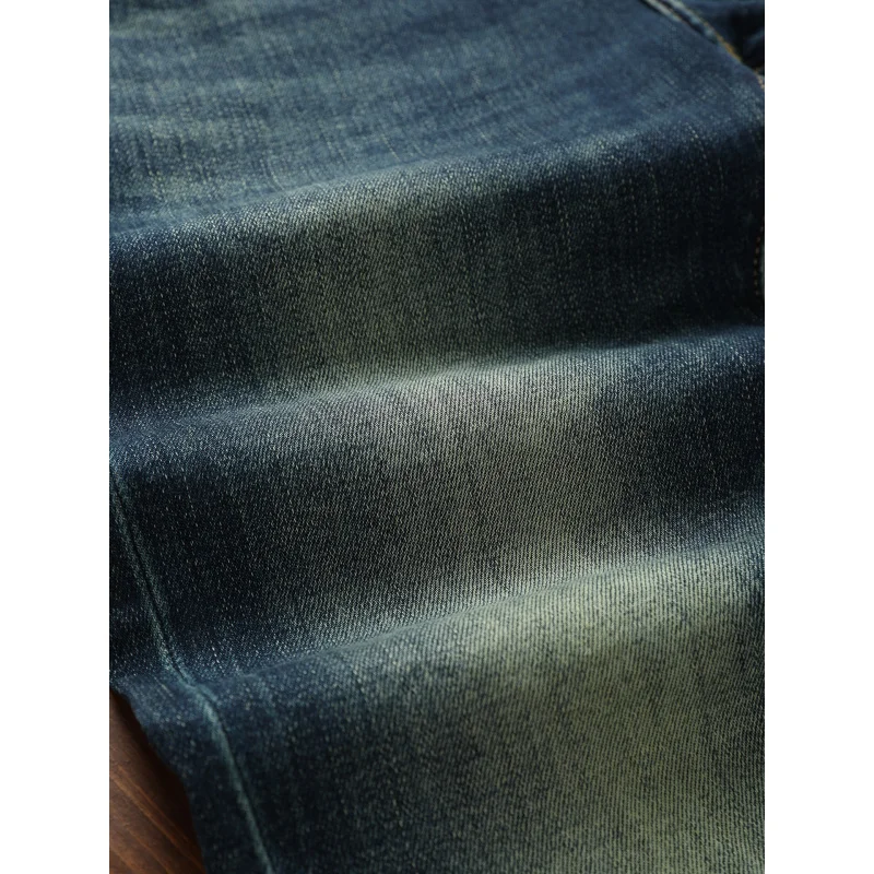 Jeans da uomo retrò blu intenso autunnali, elastici e alla moda, versatili, casual, pantaloni alla moda di strada